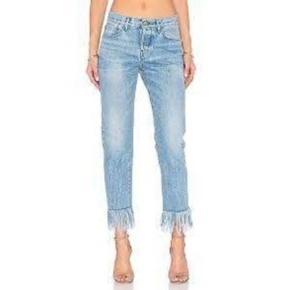 SOLD! 3X1 Light Wash Mid Rise Fringe Cropped Mom Jean 24 - Picture 4 of 10